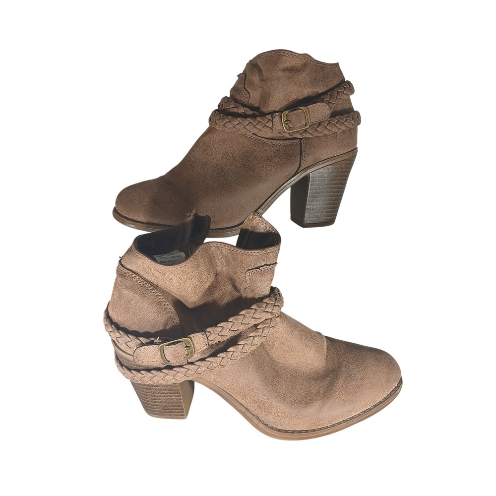 No Parking Enid Womens Brown Braided Ankle Boots Block Heel ZGD03 0517 Size‎ 8